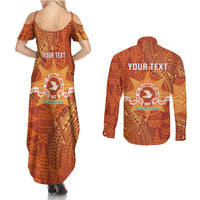 Personalised Tonga Tailulu College Couples Matching Summer Maxi Dress and Long Sleeve Button Shirt Since 1967 Special Kupesi Pattern Version 1 LT9 - Polynesian Pride