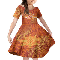 Personalised Tonga Tailulu College Family Matching Puletasi and Hawaiian Shirt Since 1967 Special Kupesi Pattern Version 1 LT9 Daughter's Dress Gold - Polynesian Pride