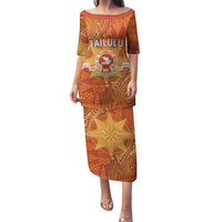 Personalised Tonga Tailulu College Family Matching Puletasi and Hawaiian Shirt Since 1967 Special Kupesi Pattern Version 1 LT9 Mom's Dress Gold - Polynesian Pride