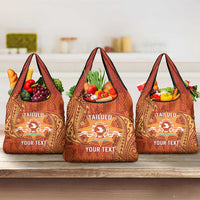 Personalised Tonga Tailulu College Grocery Bag Since 1967 Special Kupesi Pattern Version 1 LT9 3-pack One Size Gold - Polynesian Pride