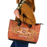 Personalised Tonga Tailulu College Leather Tote Bag Since 1967 Special Kupesi Pattern Version 1 LT9 Gold - Polynesian Pride