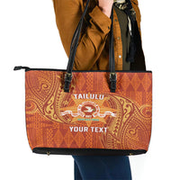 Personalised Tonga Tailulu College Leather Tote Bag Since 1967 Special Kupesi Pattern Version 1 LT9 - Polynesian Pride