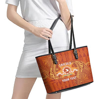 Personalised Tonga Tailulu College Leather Tote Bag Since 1967 Special Kupesi Pattern Version 1 LT9 - Polynesian Pride