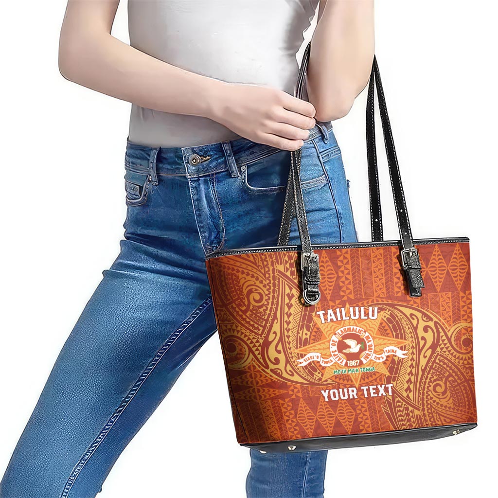 Personalised Tonga Tailulu College Leather Tote Bag Since 1967 Special Kupesi Pattern Version 1 LT9 - Polynesian Pride
