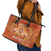 Personalised Tonga Tailulu College Leather Tote Bag Since 1967 Special Kupesi Pattern Version 1 LT9 - Polynesian Pride