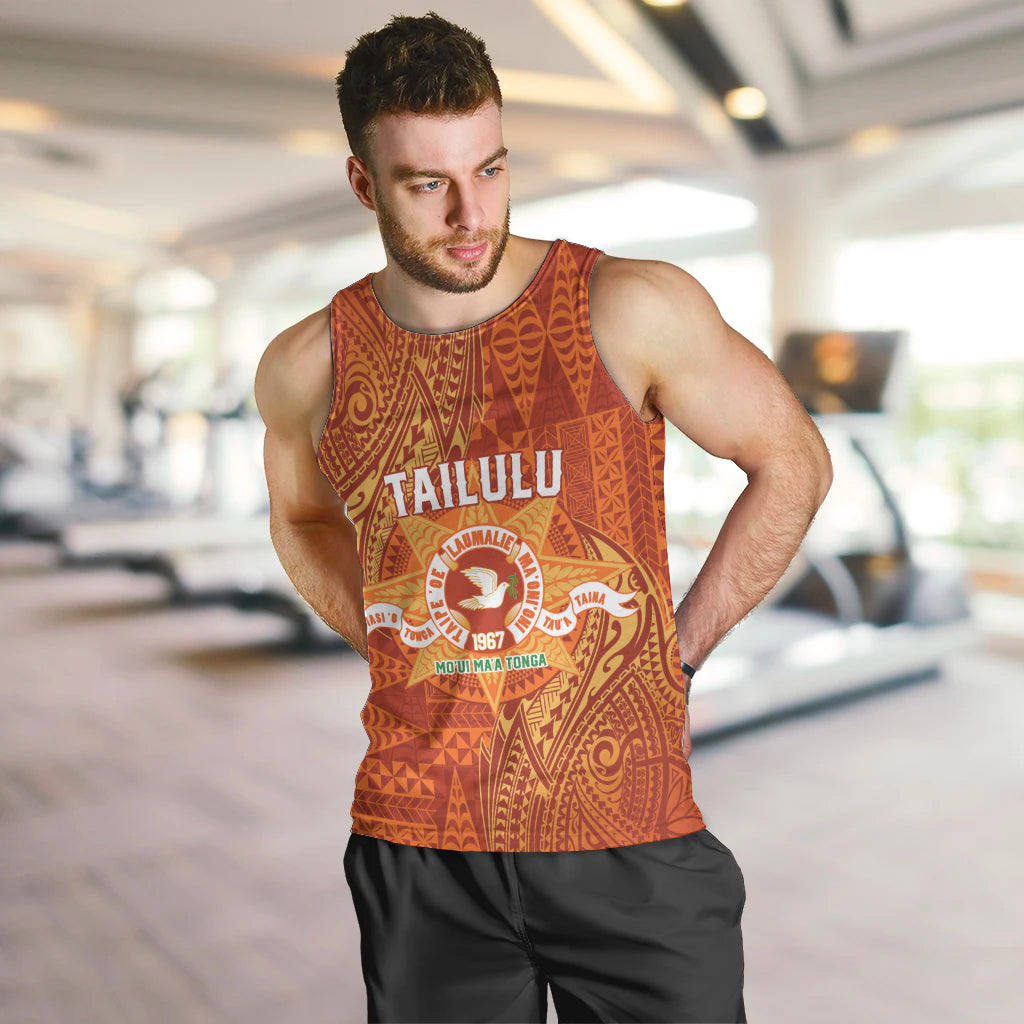 Personalised Tonga Tailulu College Men Tank Top Since 1967 Special Kupesi Pattern Version 1 LT9 Gold - Polynesian Pride