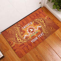 Personalised Tonga Tailulu College Rubber Doormat Since 1967 Special Kupesi Pattern Version 1 LT9 Gold - Polynesian Pride