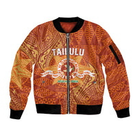 Personalised Tonga Tailulu College Sleeve Zip Bomber Jacket Since 1967 Special Kupesi Pattern Version 1 LT9 Unisex Gold - Polynesian Pride