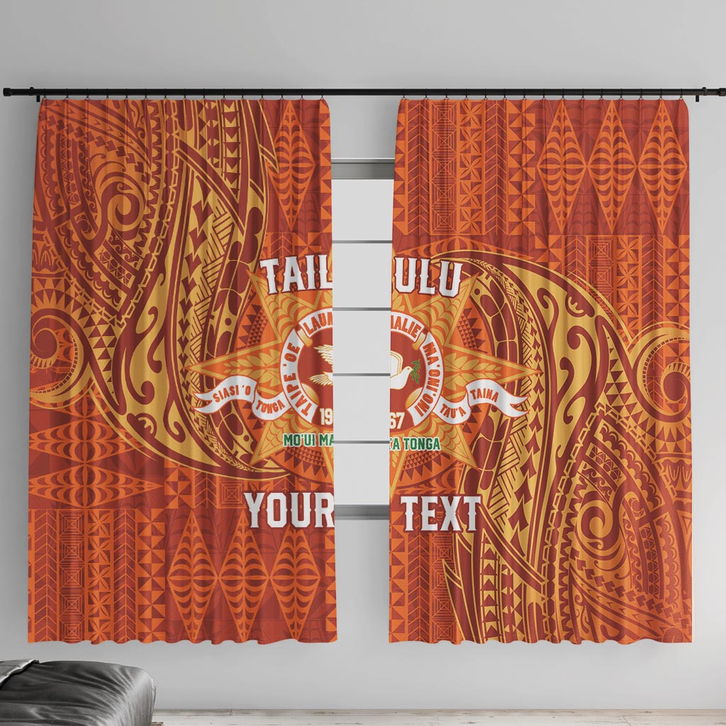 Personalised Tonga Tailulu College Window Curtain Since 1967 Special Kupesi Pattern Version 1 LT9 With Hooks Gold - Polynesian Pride