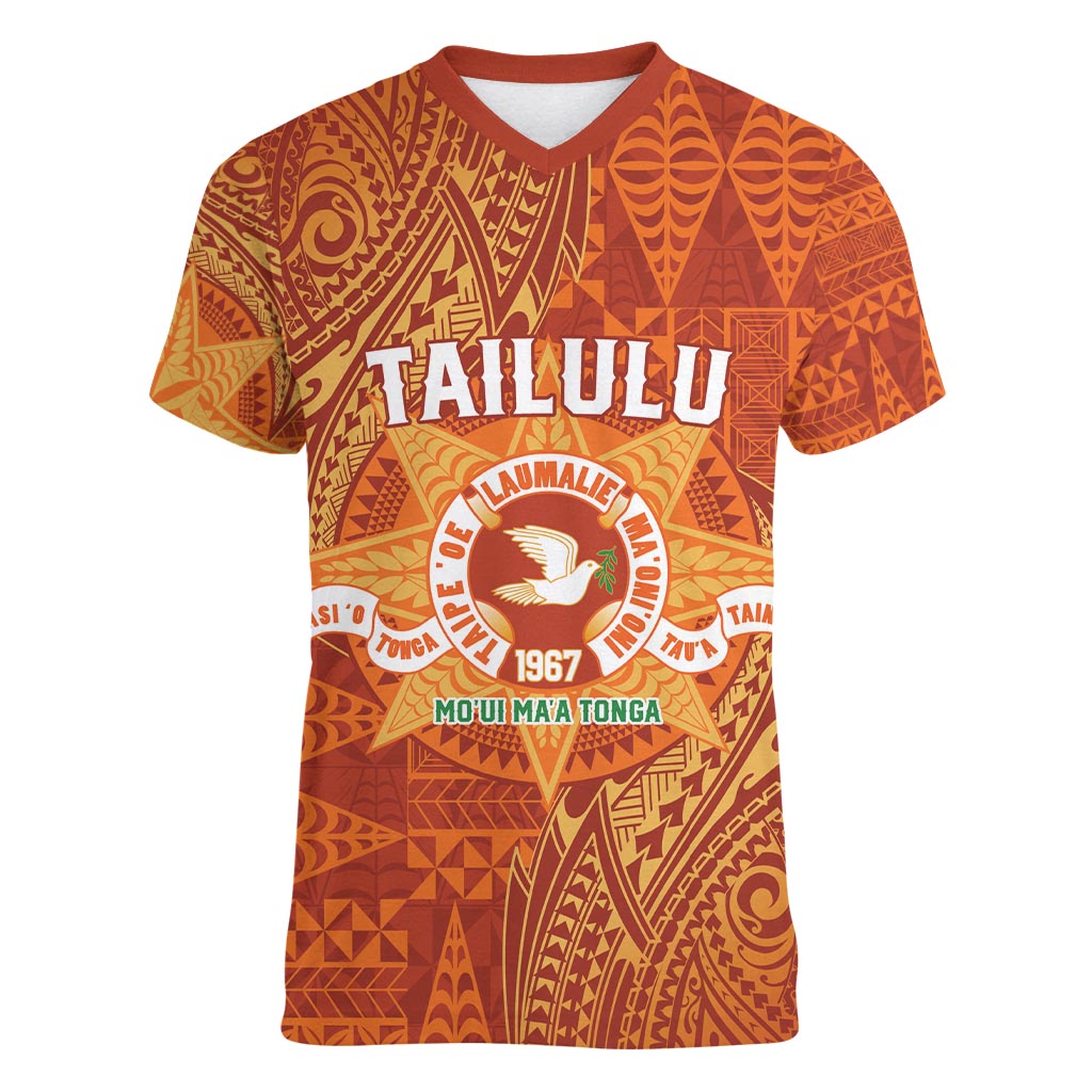 Personalised Tonga Tailulu College Women V-Neck T-Shirt Since 1967 Special Kupesi Pattern Version 1