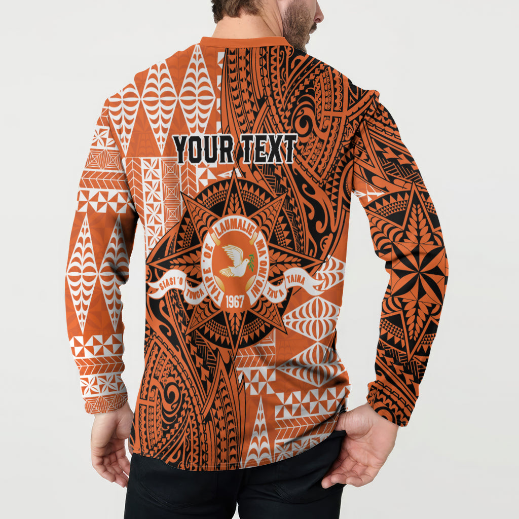 Personalised Tonga Tailulu College Button Sweatshirt Since 1967 Special Kupesi Pattern Version 2 LT9 - Polynesian Pride