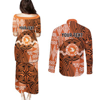 Personalised Tonga Tailulu College Couples Matching Puletasi and Long Sleeve Button Shirt Since 1967 Special Kupesi Pattern Version 2 LT9 - Polynesian Pride
