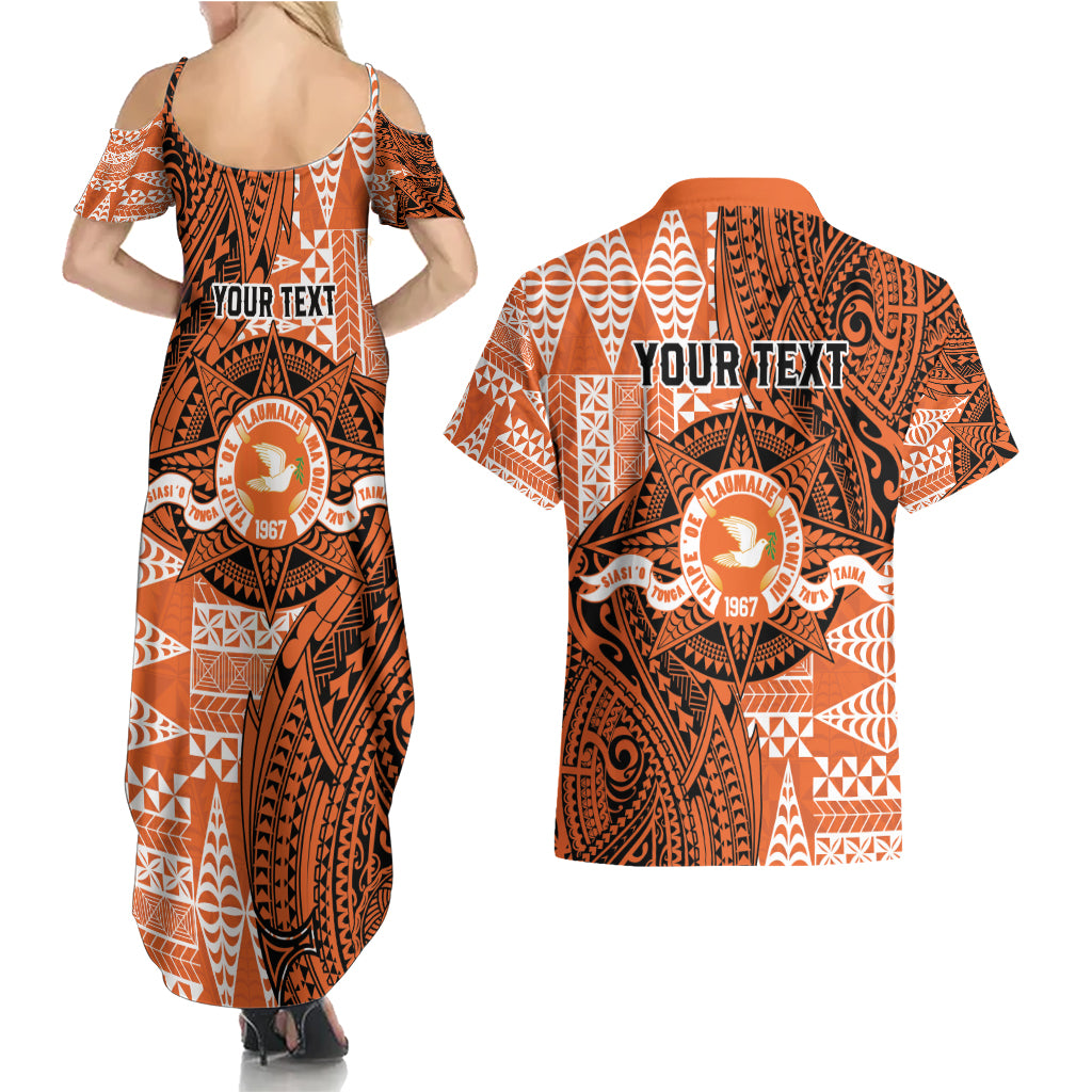 Personalised Tonga Tailulu College Couples Matching Summer Maxi Dress and Hawaiian Shirt Since 1967 Special Kupesi Pattern Version 2 LT9 - Polynesian Pride