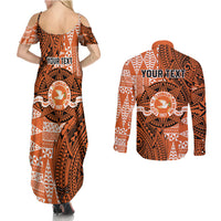 Personalised Tonga Tailulu College Couples Matching Summer Maxi Dress and Long Sleeve Button Shirt Since 1967 Special Kupesi Pattern Version 2 LT9 - Polynesian Pride