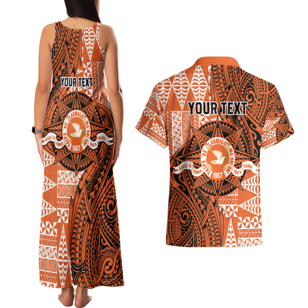 Personalised Tonga Tailulu College Couples Matching Tank Maxi Dress and Hawaiian Shirt Since 1967 Special Kupesi Pattern Version 2 LT9 - Polynesian Pride