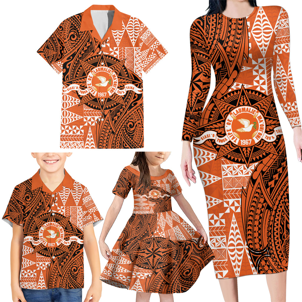Personalised Tonga Tailulu College Family Matching Long Sleeve Bodycon Dress and Hawaiian Shirt Since 1967 Special Kupesi Pattern Version 2 LT9 - Polynesian Pride