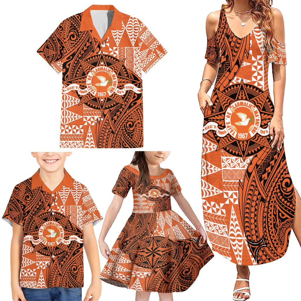 Personalised Tonga Tailulu College Family Matching Summer Maxi Dress and Hawaiian Shirt Since 1967 Special Kupesi Pattern Version 2 LT9 - Polynesian Pride