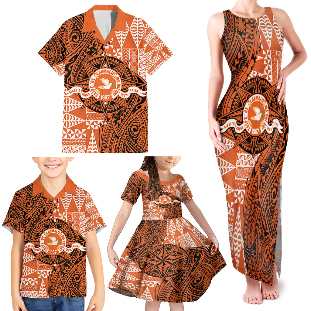 Personalised Tonga Tailulu College Family Matching Tank Maxi Dress and Hawaiian Shirt Since 1967 Special Kupesi Pattern Version 2 LT9 - Polynesian Pride