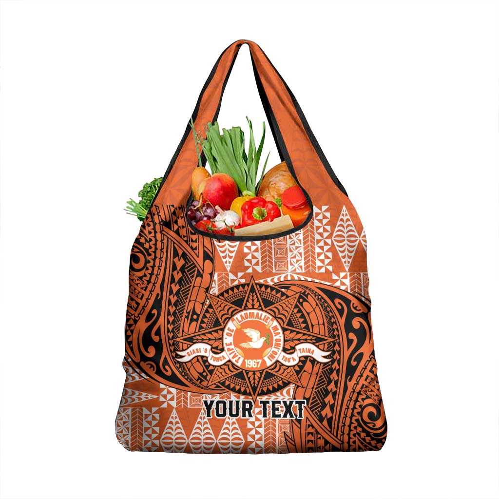Personalised Tonga Tailulu College Grocery Bag Since 1967 Special Kupesi Pattern Version 2 LT9 1-pack One Size Black - Polynesian Pride