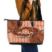 Personalised Tonga Tailulu College Leather Tote Bag Since 1967 Special Kupesi Pattern Version 2 LT9 - Polynesian Pride