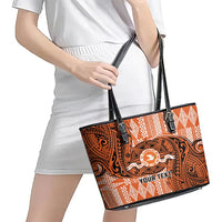 Personalised Tonga Tailulu College Leather Tote Bag Since 1967 Special Kupesi Pattern Version 2 LT9 - Polynesian Pride