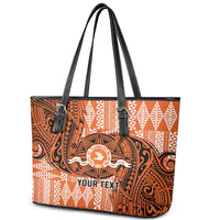 Personalised Tonga Tailulu College Leather Tote Bag Since 1967 Special Kupesi Pattern Version 2 LT9 - Polynesian Pride