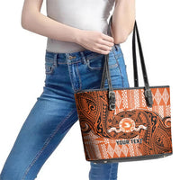 Personalised Tonga Tailulu College Leather Tote Bag Since 1967 Special Kupesi Pattern Version 2 LT9 - Polynesian Pride
