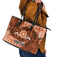 Personalised Tonga Tailulu College Leather Tote Bag Since 1967 Special Kupesi Pattern Version 2 LT9 - Polynesian Pride