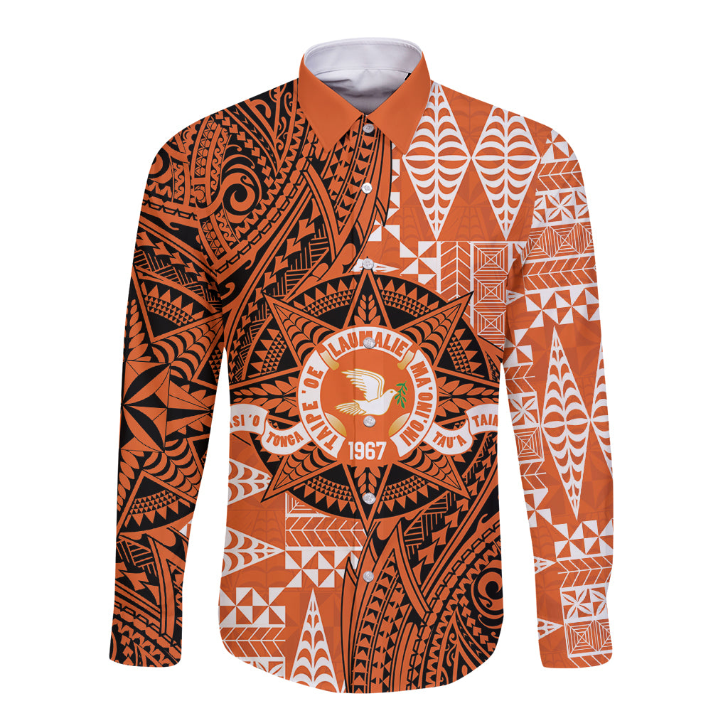 Personalised Tonga Tailulu College Long Sleeve Button Shirt Since 1967 Special Kupesi Pattern Version 2