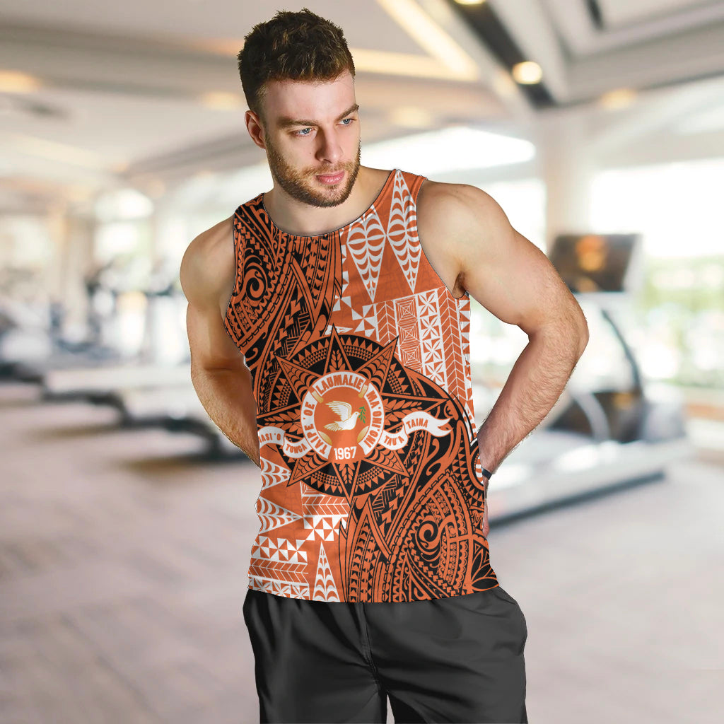 Personalised Tonga Tailulu College Men Tank Top Since 1967 Special Kupesi Pattern Version 2 LT9 Black - Polynesian Pride