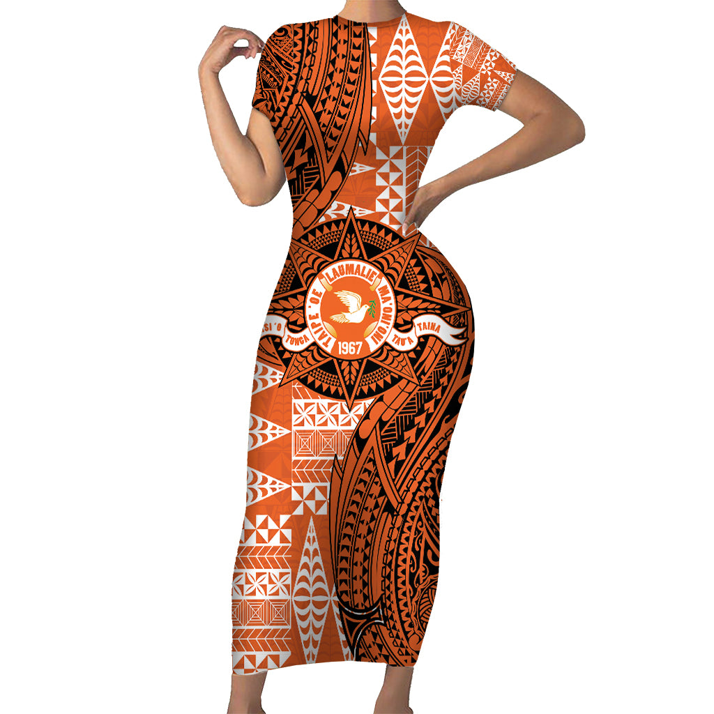 Personalised Tonga Tailulu College Short Sleeve Bodycon Dress Since 1967 Special Kupesi Pattern Version 2