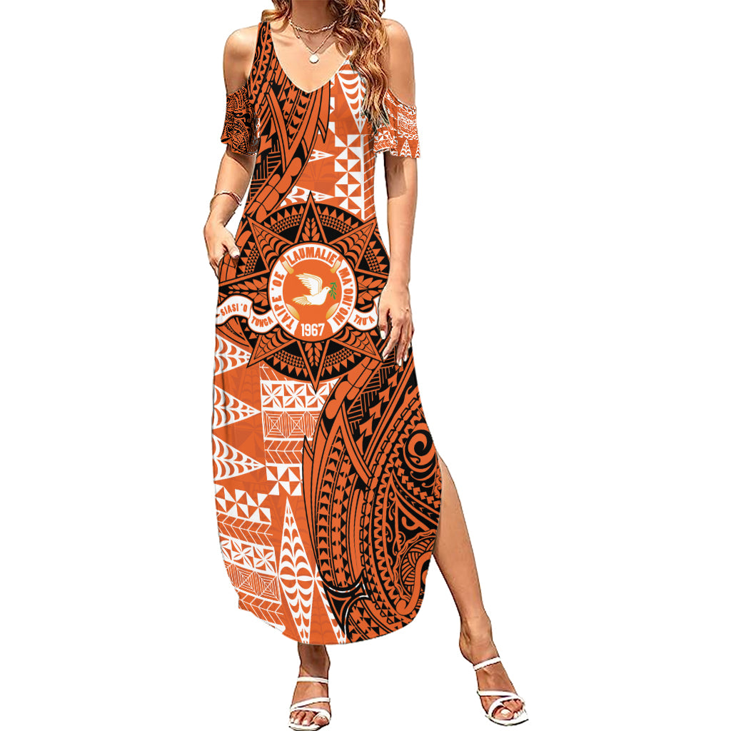 Personalised Tonga Tailulu College Summer Maxi Dress Since 1967 Special Kupesi Pattern Version 2 LT9 Women Black - Polynesian Pride