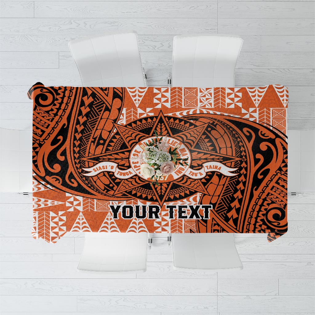 Personalised Tonga Tailulu College Tablecloth Since 1967 Special Kupesi Pattern Version 2 LT9 Black - Polynesian Pride