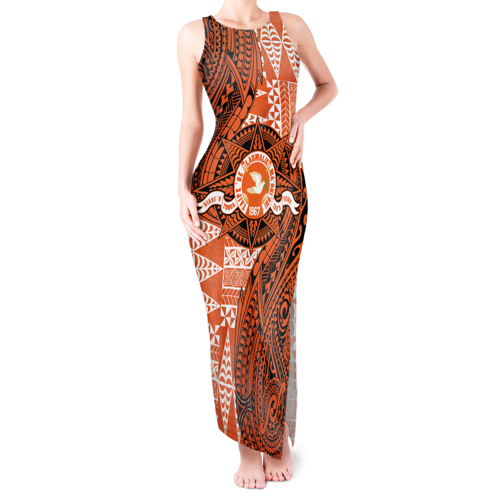 Personalised Tonga Tailulu College Tank Maxi Dress Since 1967 Special Kupesi Pattern Version 2 LT9 Women Black - Polynesian Pride