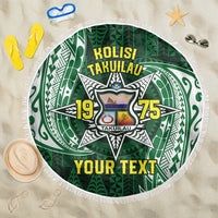 Personalised Tonga Takuilau College Beach Blanket Since 1975 Special Kupesi Pattern LT9 One Size 150cm Green - Polynesian Pride