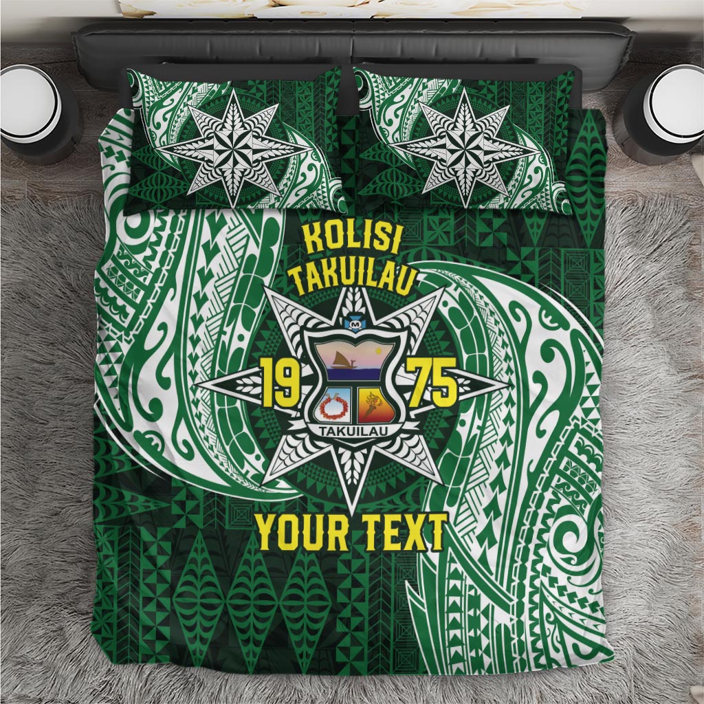 Personalised Tonga Takuilau College Bedding Set Since 1975 Special Kupesi Pattern LT9 Green - Polynesian Pride