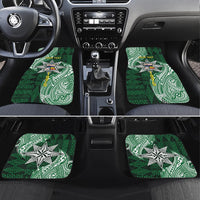 Personalised Tonga Takuilau College Car Mats Since 1975 Special Kupesi Pattern LT9 Set 4pcs Green - Polynesian Pride