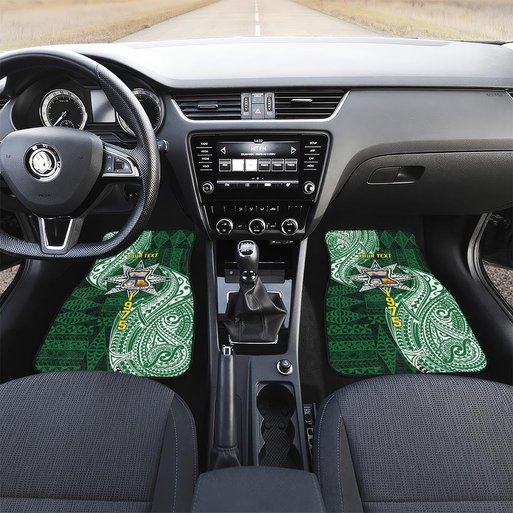Personalised Tonga Takuilau College Car Mats Since 1975 Special Kupesi Pattern LT9 Set 2pcs - Front Green - Polynesian Pride