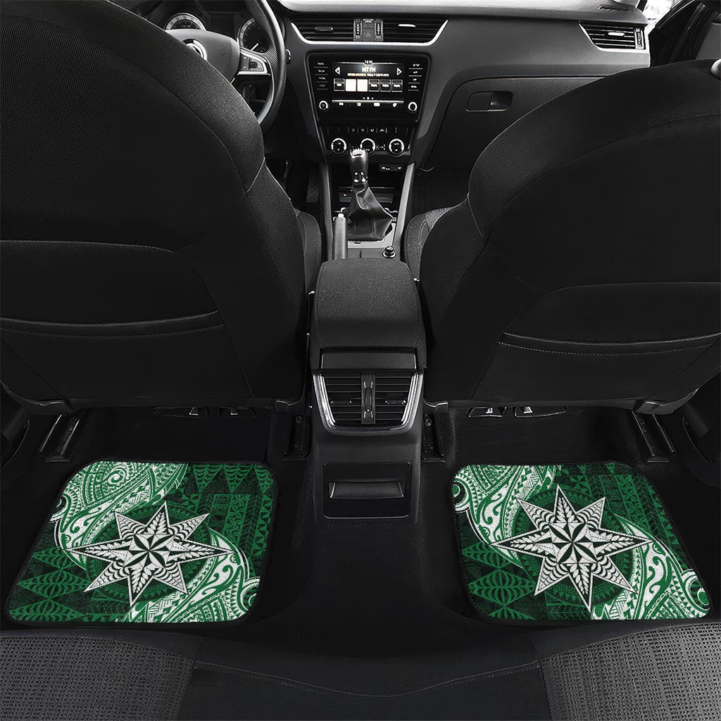 Personalised Tonga Takuilau College Car Mats Since 1975 Special Kupesi Pattern LT9 Set 2pcs - Back Green - Polynesian Pride