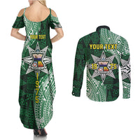 Personalised Tonga Takuilau College Couples Matching Summer Maxi Dress and Long Sleeve Button Shirt Since 1975 Special Kupesi Pattern LT9 - Polynesian Pride