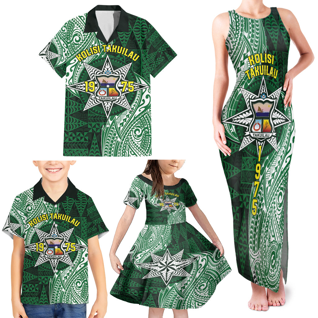 Personalised Tonga Takuilau College Family Matching Tank Maxi Dress and Hawaiian Shirt Since 1975 Special Kupesi Pattern LT9 - Polynesian Pride