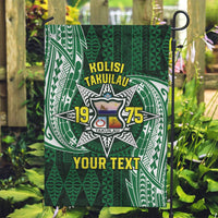 Personalised Tonga Takuilau College Garden Flag Since 1975 Special Kupesi Pattern LT9 Garden Flag Green - Polynesian Pride