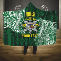 Personalised Tonga Takuilau College Hooded Blanket Since 1975 Special Kupesi Pattern LT9 One Size Green - Polynesian Pride