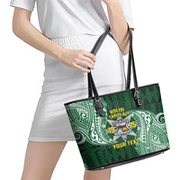 Personalised Tonga Takuilau College Leather Tote Bag Since 1975 Special Kupesi Pattern LT9 - Polynesian Pride