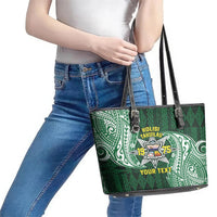 Personalised Tonga Takuilau College Leather Tote Bag Since 1975 Special Kupesi Pattern LT9 - Polynesian Pride