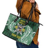 Personalised Tonga Takuilau College Leather Tote Bag Since 1975 Special Kupesi Pattern LT9 - Polynesian Pride