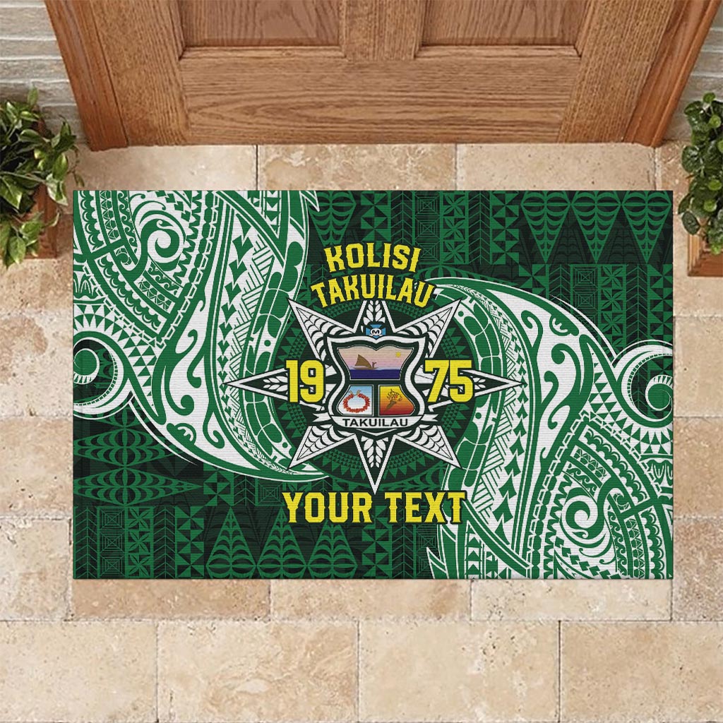 Personalised Tonga Takuilau College Rubber Doormat Since 1975 Special Kupesi Pattern LT9 - Polynesian Pride