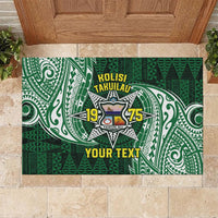 Personalised Tonga Takuilau College Rubber Doormat Since 1975 Special Kupesi Pattern LT9 - Polynesian Pride