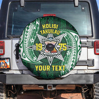 Personalised Tonga Takuilau College Spare Tire Cover Since 1975 Special Kupesi Pattern LT9 Green - Polynesian Pride