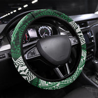 Tonga Takuilau College Steering Wheel Cover Since 1975 Special Kupesi Pattern LT9 Universal Fit Green - Polynesian Pride